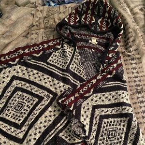 Hooded poncho cardigan